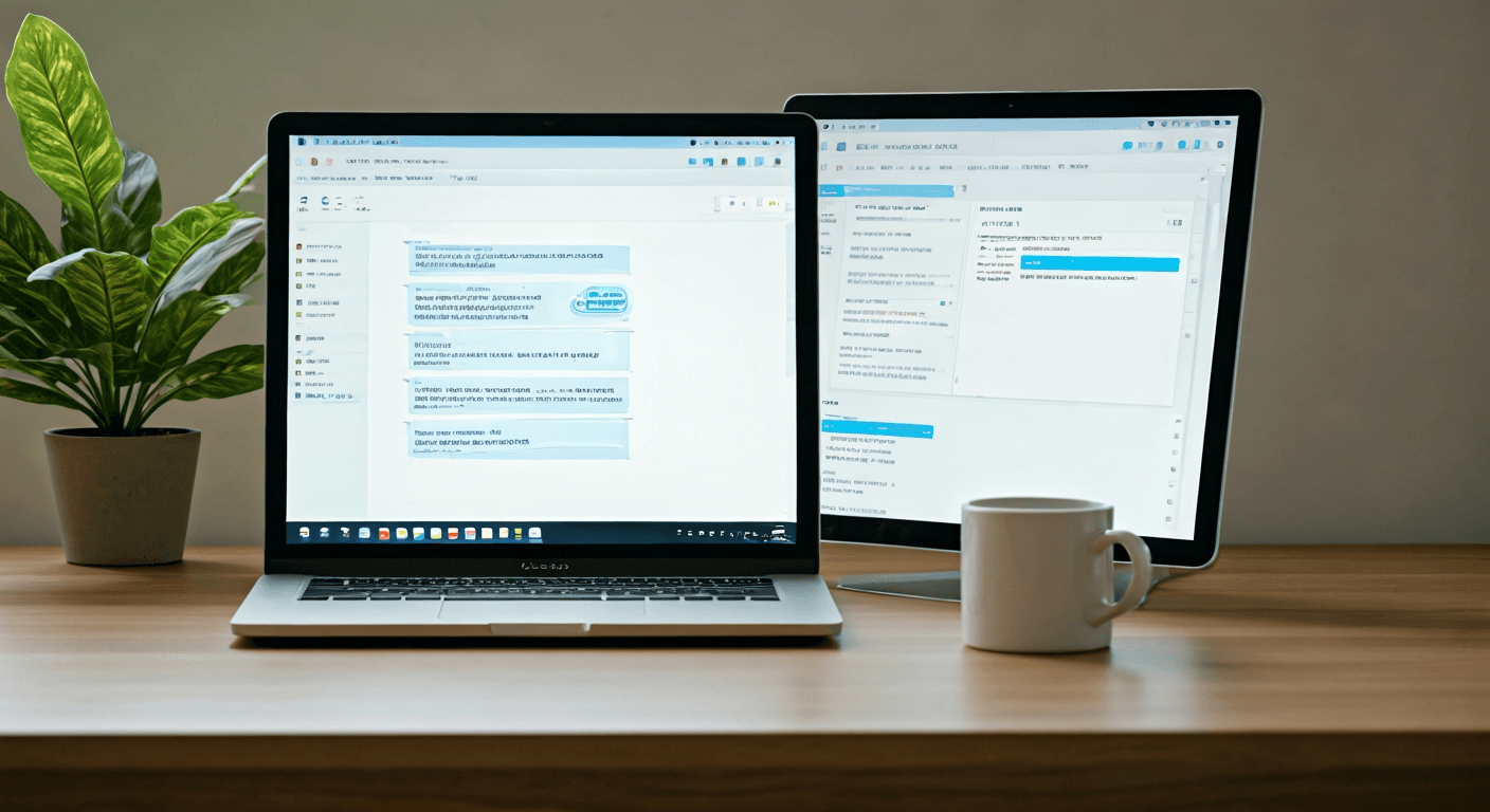 Person working from home typing on a laptop at a desk