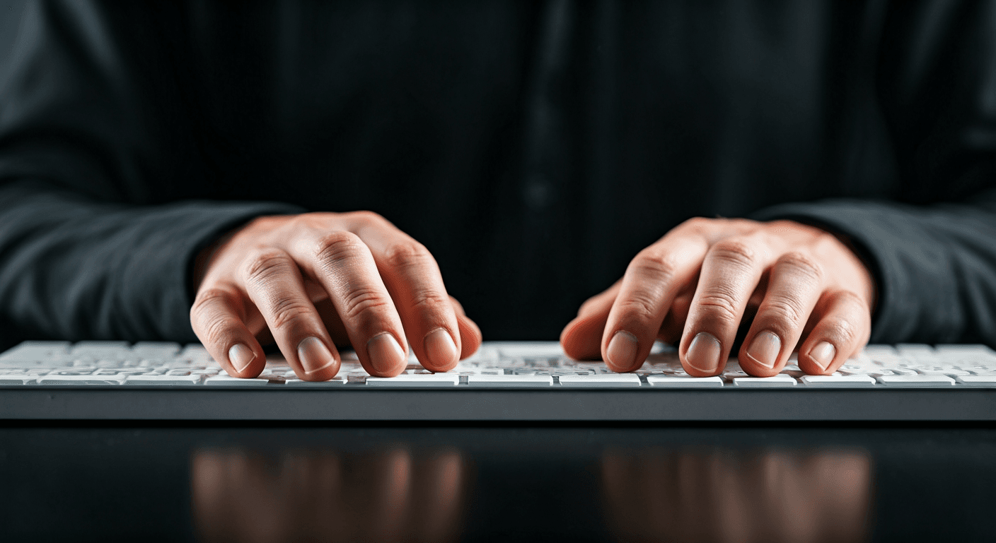 Typist keeping eyes focused on the screen instead of looking down at the keyboard