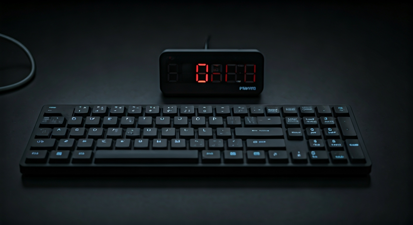 Keyboard with timer paused at 60 WPM