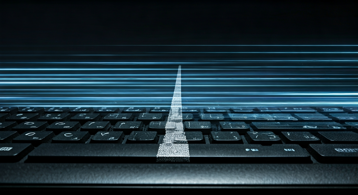 Starting line motif over keyboard