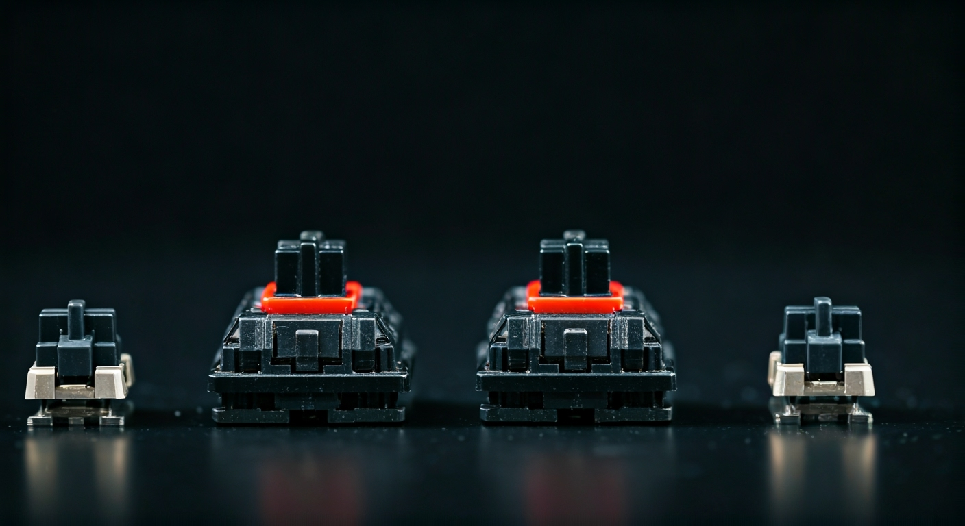 Macro shot of switches and keycaps