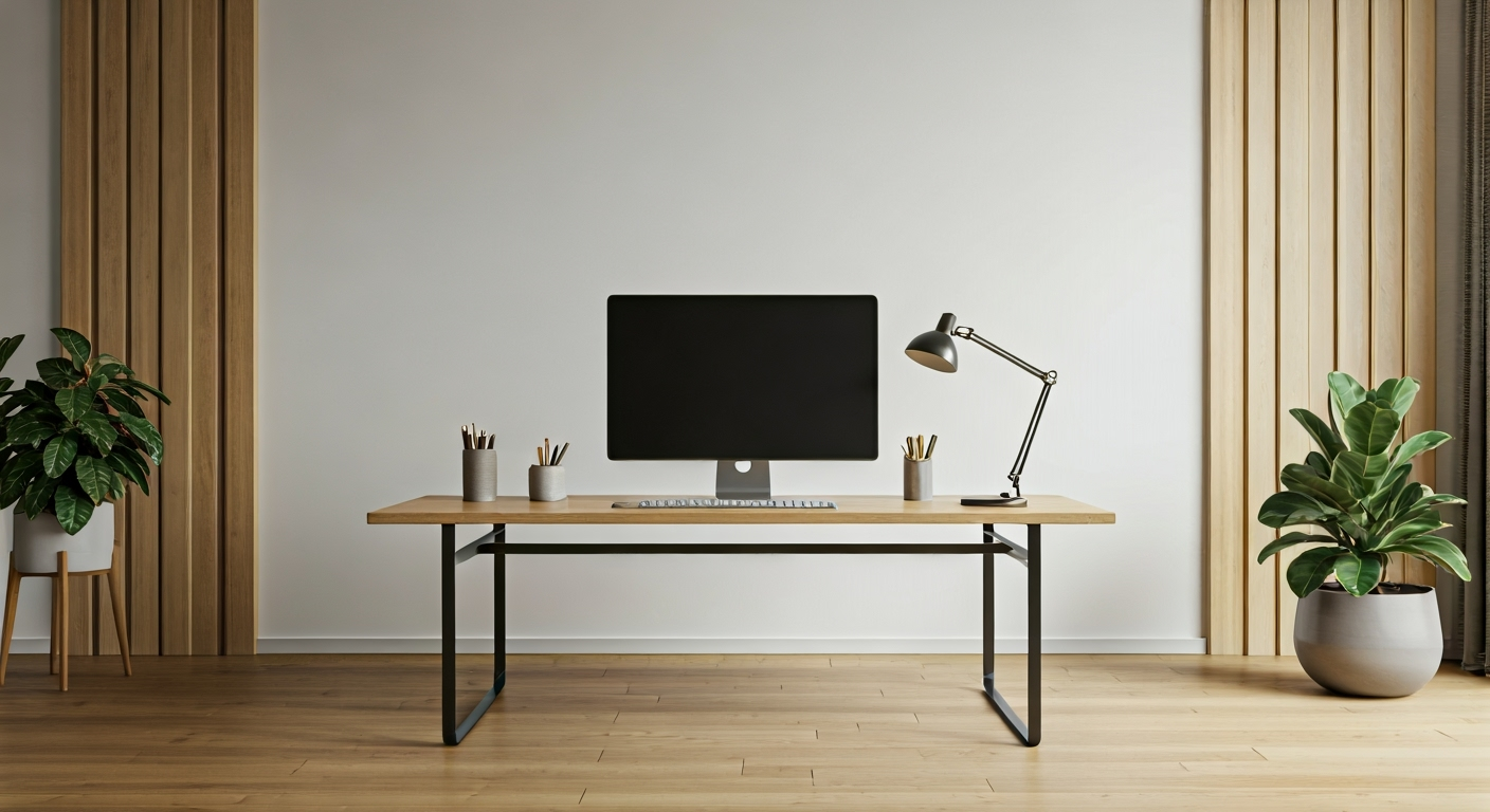 Ergonomic desk with relaxed posture and natural light