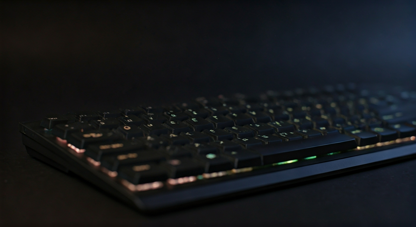 Keyboard with glowing shortcut halos