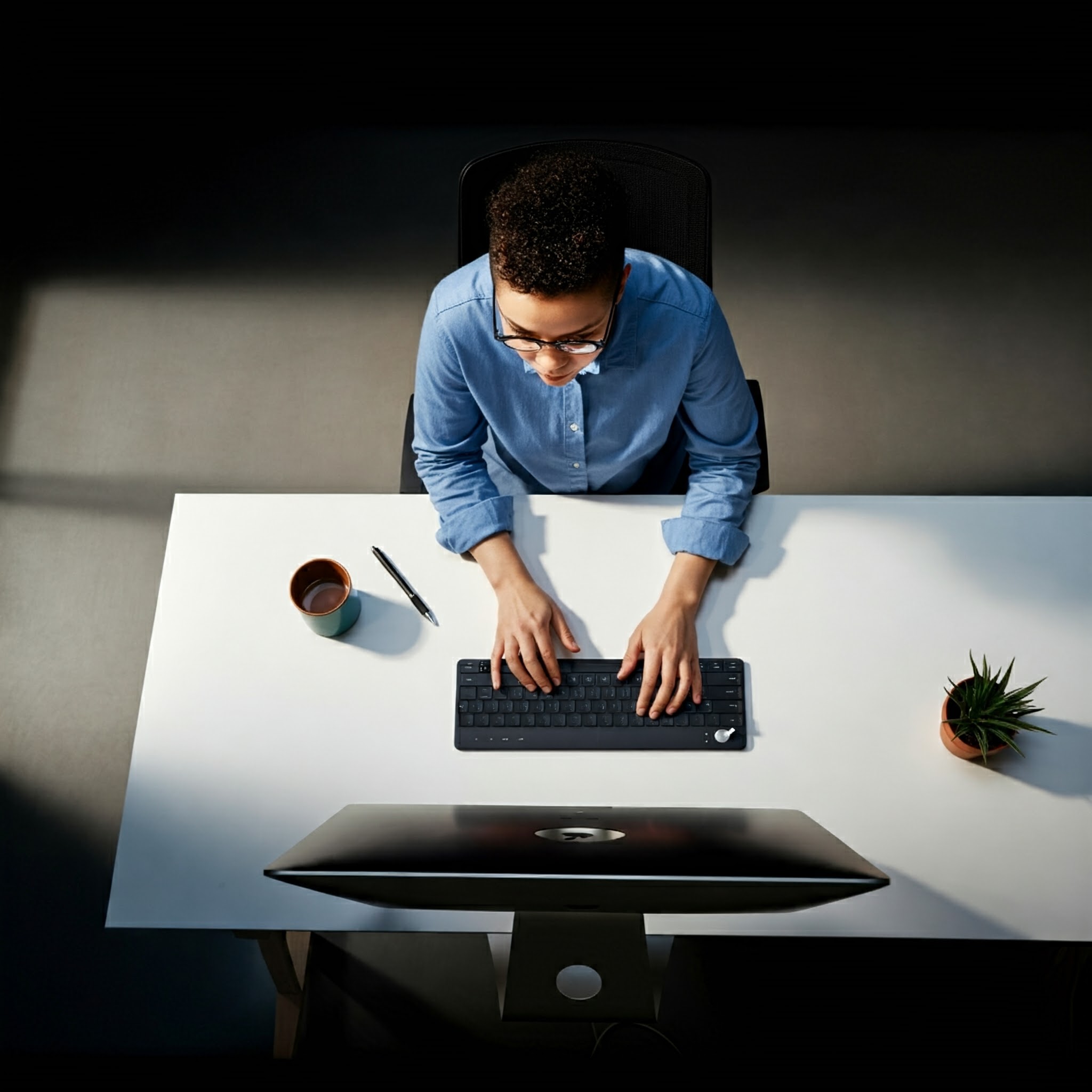 Person typing on keyboard